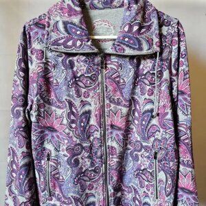 Charter Club Purple, Pink, Grey Paisley Floral Jacket - Size L